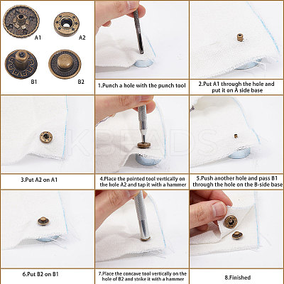 32 Set 4 Colors Alloy Snap Buttons DIY-CA0006-23-1