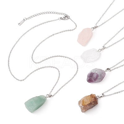 Natural Mixed Gemstone Nugget Pendant Necklaces NJEW-JN04507-1