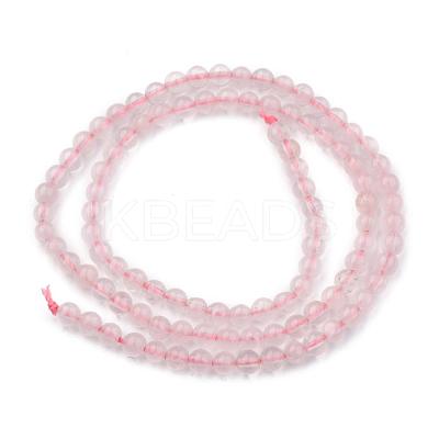 Natural Rose Quartz Round Beads Strands X-G-P072-05-4mm-1
