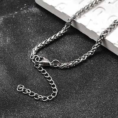 Non-Tarnish 316 Surgical Stainless Steel Wheat Chain Necklaces NJEW-M176-18-B-1
