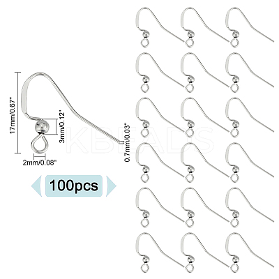 100Pcs 304 Stainless Steel Ear Wire STAS-UN0054-32-1