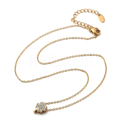 304 Stainless Steel Crystal Rhinestone Pendant Cable Chain Necklaces for Women NJEW-C062-01C-G-1