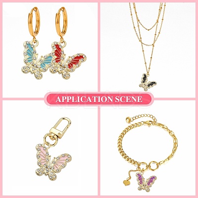 12Pcs 6 Colors Golden Alloy with Rhinestone Pendant FIND-CJ0001-79-1