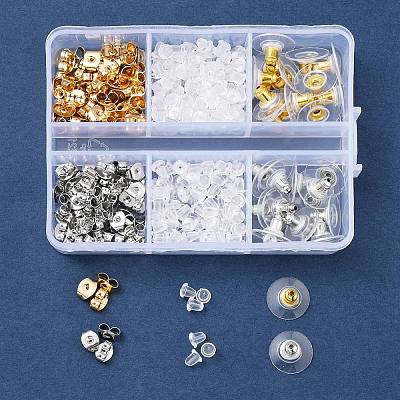 328Pcs 5 Style Brass & Plastic & 304 Stainless Steel Ear Nuts FIND-FS0001-86-1