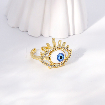 Evil Eye 201 Stainless Steel Open Cuff Rings for Women US1717-6-1