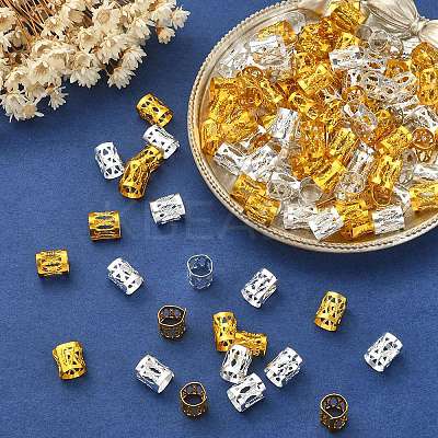 200Pcs 2 Colors Aluminum Dreadlocks Beads Hair Decoration ALUM-YW0001-05-1