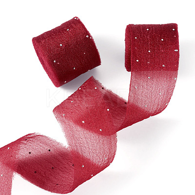 2Rolls Polyester Hot-fix Rhinestone Raw Edges Ribbon OCOR-TA0003-95J-1