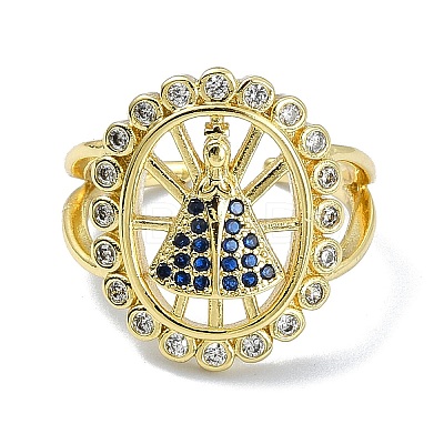 Brass with Cubic Zirconia Rings RJEW-B051-56G-1