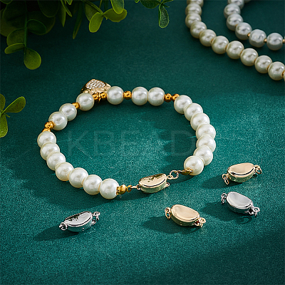 12Pcs 2 Colors Oval Brass Box Clasps KK-BC0013-49-1
