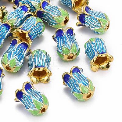 5-Petal Rack Plating Brass Enamel Bead Cap LS-X-KK-P024-13-RS-1