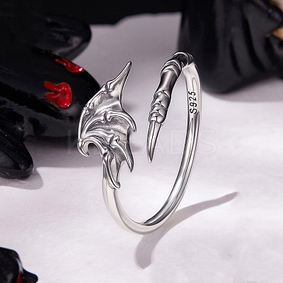925 Sterling Silver Cuff Rings RJEW-P171-03AS-1