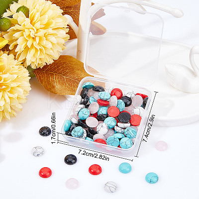 100Pcs 5 Styles Synthetic Turquoise & Natural Rose Quartz Cabochons G-SC0002-33-1