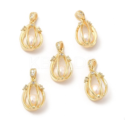 Brass Micro Pave Cubic Zirconia Pendants KK-I697-04G-1