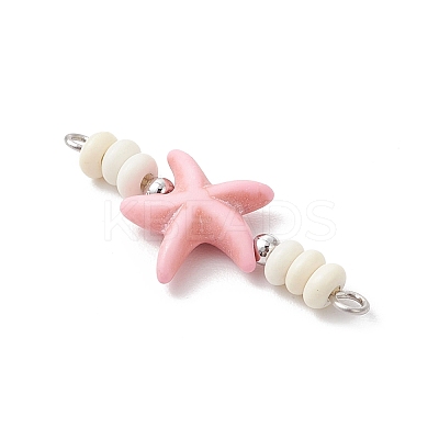 Dyed Synthetic Turquoise Sea Animal Rondelle Beaded Connector Charms PALLOY-JF04058-01-1