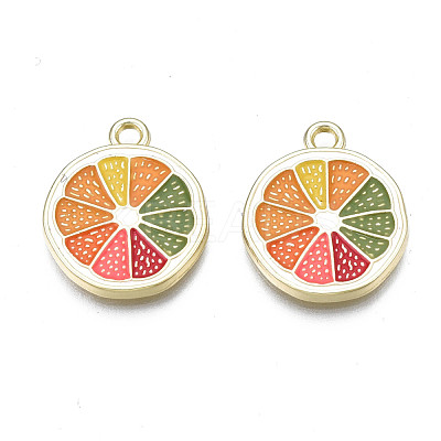 Rack Plating Alloy Enamel Pendants ENAM-N051-25-1