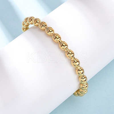 304 Stainless Steel Beads Cuff Bangles for Women BJEW-G749-18G-1
