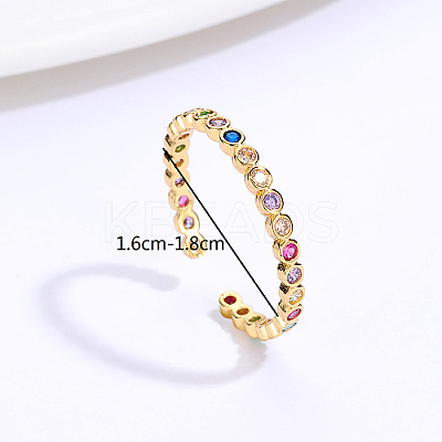 Stainless Steel Open Cuff Rings with Colorful Cubic Zirconia IO9969-1