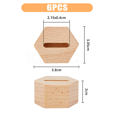 Hexagon Wood Ring Display Pedestals RDIS-WH0011-22-1