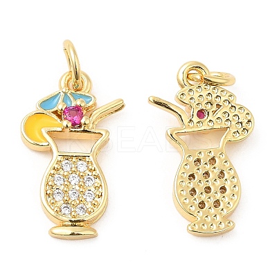 Brass with Cubic Zirconia Enamel Pendants X-KK-K343-06G-1