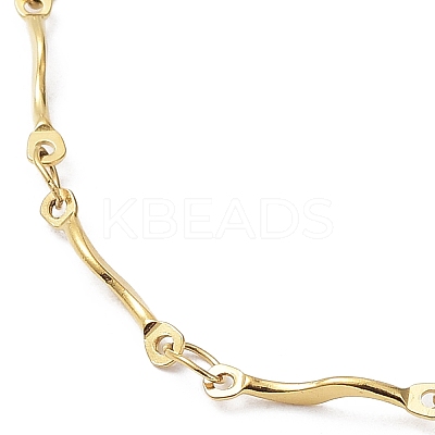 Ion Plating(IP) 304 Stainless Steel Wave Bar Link Chain Necklaces NJEW-K249-17G-1