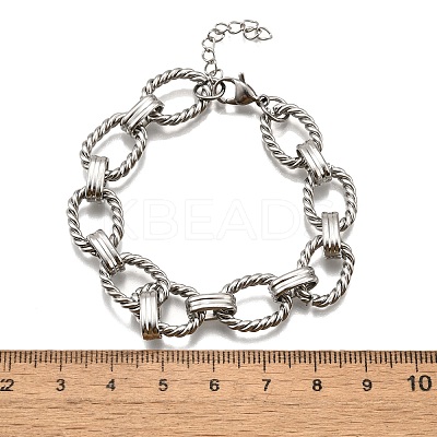 304 Stainless Steel Oval Link Chain Bracelets for Women BJEW-R021-09P-1