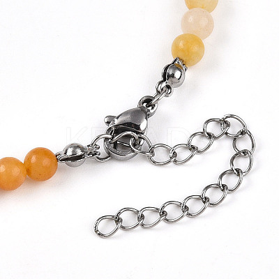 Natural Topaz Jade 4.5mm Round Beaded Flower Pendant Necklaces NJEW-T016-04N-1