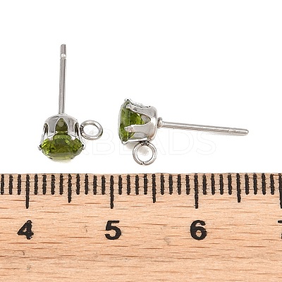 304 Stainless Steel Micro Pave Cubic Zirconia Stud Earring Findings STAS-H240-56P-06-1