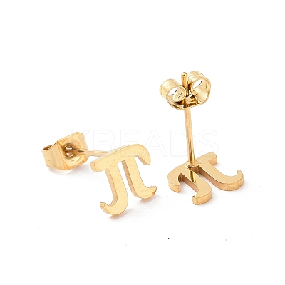 304 Stainless Steel Greek Alphabet Letter π Stud Earrings EJEW-G318-01G-1