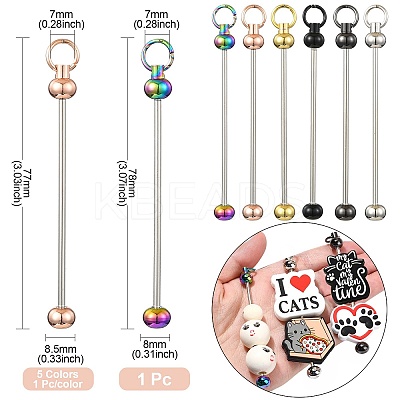 6Pcs 6 Styles Iron Bar Beadable Keychain for Jewelry Making DIY Crafts IFIN-CJ0002-37-1