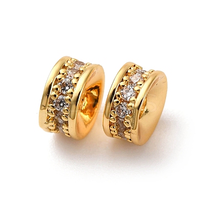 Brass Micro Pave Cubic Zirconia Beads KK-F898-09G-1