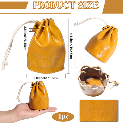 Leather Coin Storage Drawstring Bucket Bags AJEW-WH20064-95A-1