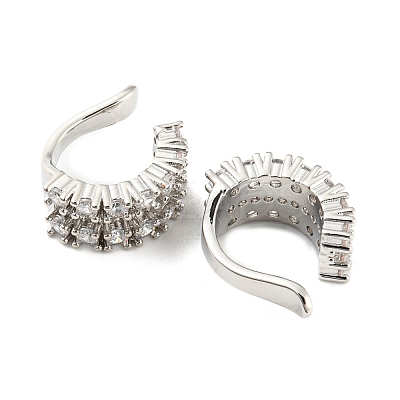 Brass Cubic Zirconia Cuff Earrings for Women EJEW-K245-44P-1