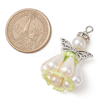 Pearlized Glass Pearl Beads  Pendants PALLOY-MZ00487-1