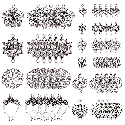60Pcs 10 Style Alloy Links Connectors PALLOY-SC0003-87-1