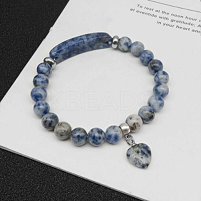 Natural Sodalite Charm Stretch Bracelets for Women Men JX9196-6-1
