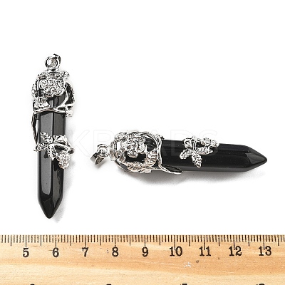 Natural Obsidian Big Pointed Pendants G-A172-16E-1