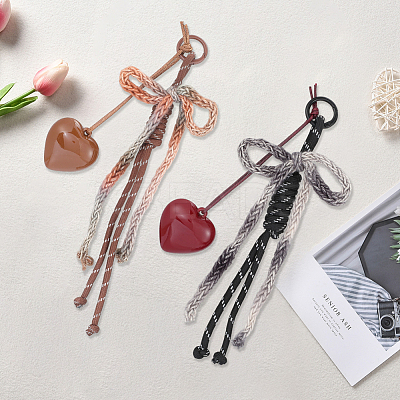 2Pcs 2 Colors Bowknot Polyester Pendant Decoration HJEW-GF0001-60-1