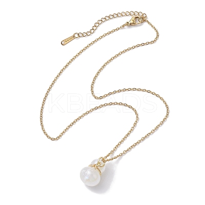 304 Stainless Steel and Acrylic Imitation Shell Pendant Necklaces NJEW-JN04706-1