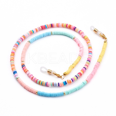 Rainbow Polymer Clay Heishi Beaded Eyeglasses Chains AJEW-EH00316-1