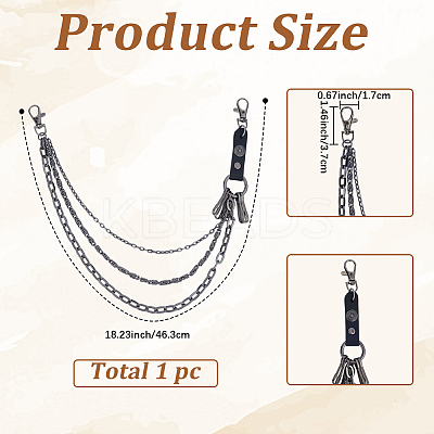1Pc Alloy 3 Layer Chain Belts for Pants AJEW-GF0011-93C-1