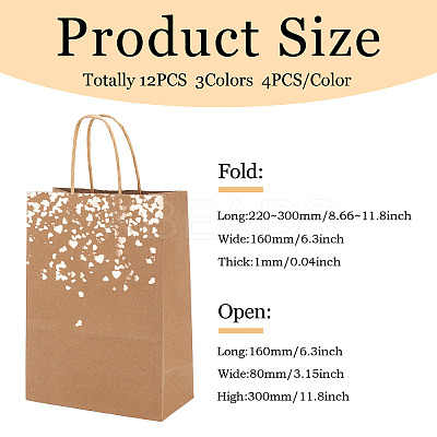 12Pcs 3 Colors Gold Stamping Paper Gift Bags CARB-TA0001-02-1