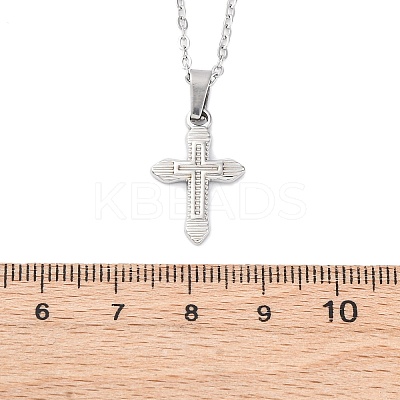 Cross 304 Stainless Steel Pendant Necklaces NJEW-H059-10P-1