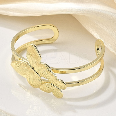 Butterfly Brass Cuff Open Bangles BJEW-M060-01G-02-1