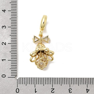 Brass Micro Pave Cubic Zirconia European Dangle Charms KK-L258-07G-01-1