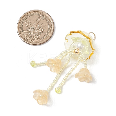 Glass Seed Beaded Jellyfish Big Pendants PALLOY-MZ01166-01-1