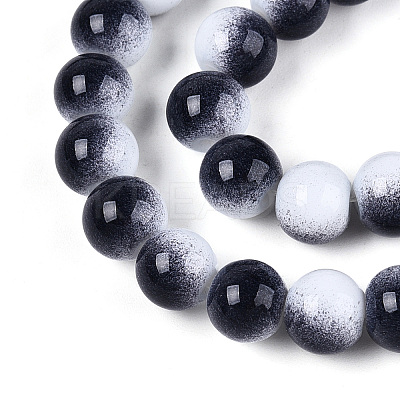 Two Tone Opaque Baking Paint Glass Beads Strands DGLA-Q027-8mm-04-1