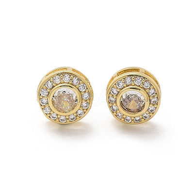 Brass Micro Pave Clear Cubic Zirconia Stud Earrings EJEW-Q015-10G-1