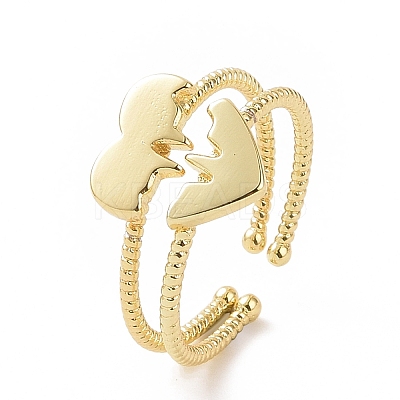 2Pcs 2 Style Brass Melting Heart Matching Couple Rings Set RJEW-E072-27G-1