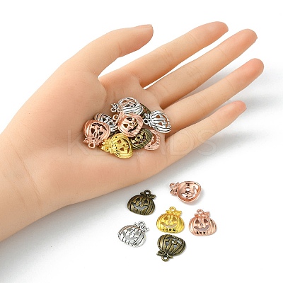 20Pcs 4 Colors Tibetan Style Halloween Pumpkin Jack-O'-Lantern Alloy Pendants TIBEP-YW0001-44-1
