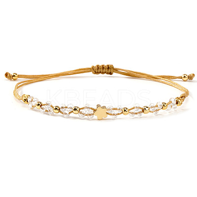 Brass & Glass Beads Braided Bead Bracelets for Women IU7406-3-1